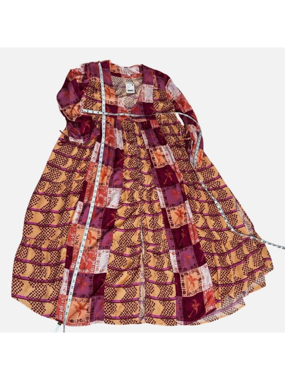 FREE PEOPLE Ibiza Patchwork Maxi Kimono Duster XS NWT Boho Festival Robe Dress - Picture 10 of 12